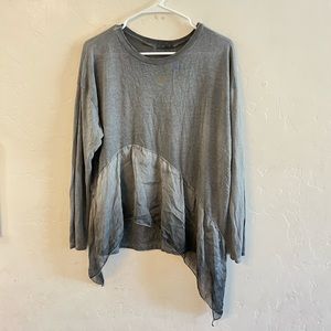 Nostalgia Gray Mixed Media Italian Made Knit Top Small